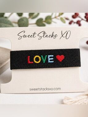 Love Embroidered Woven Bracelet